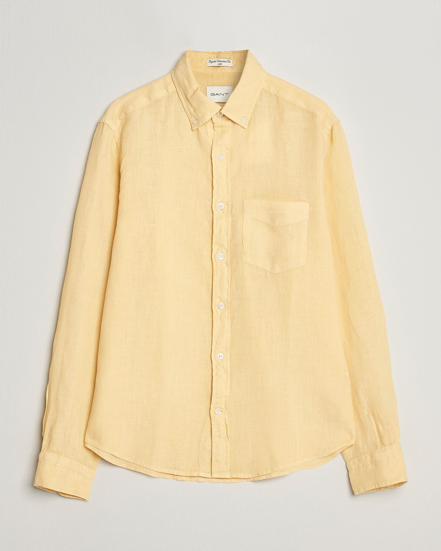 Mies | Kauluspaidat | GANT | Regular Fit Garment Dyed Linen Shirt Dusty Yellow