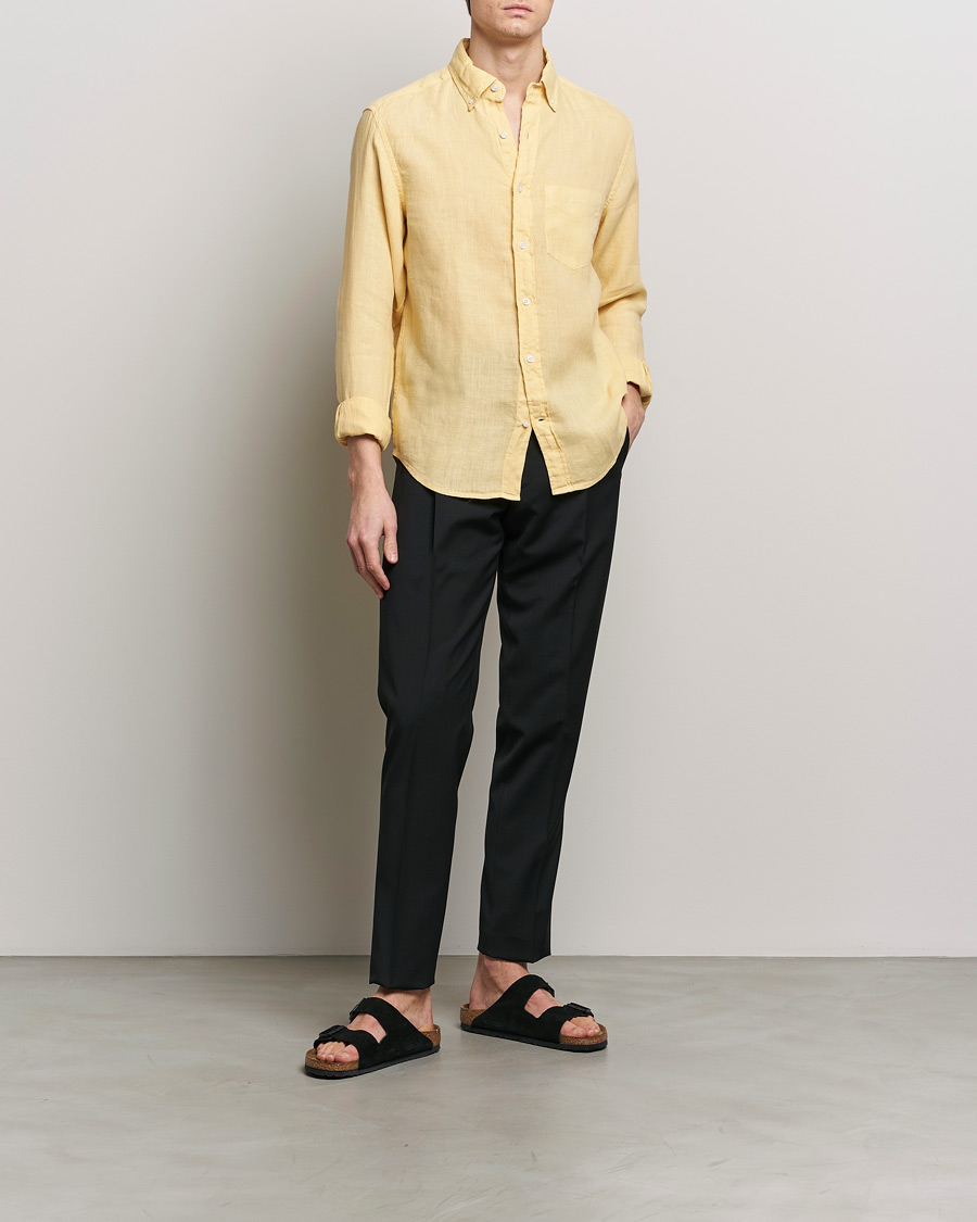 Mies | Kauluspaidat | GANT | Regular Fit Garment Dyed Linen Shirt Dusty Yellow