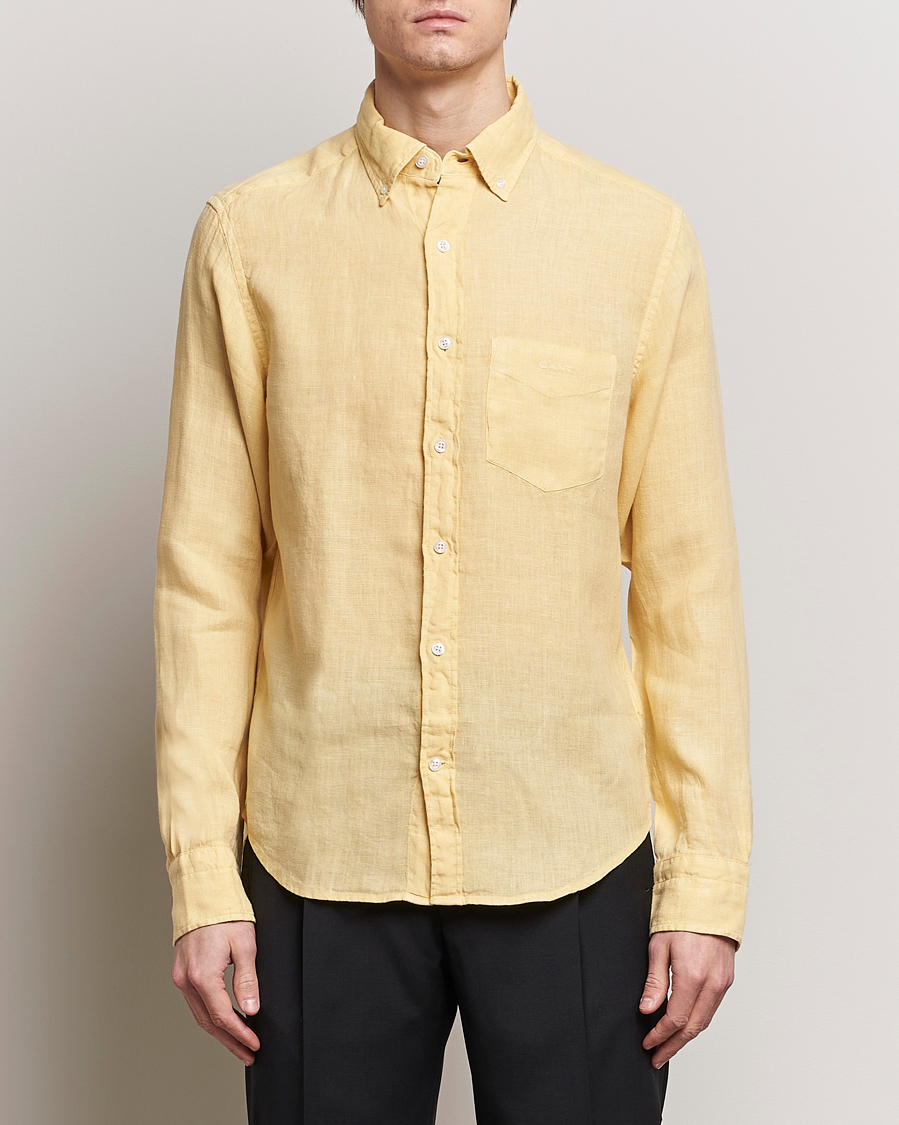 Herre |  | GANT | Regular Fit Garment Dyed Linen Shirt Dusty Yellow