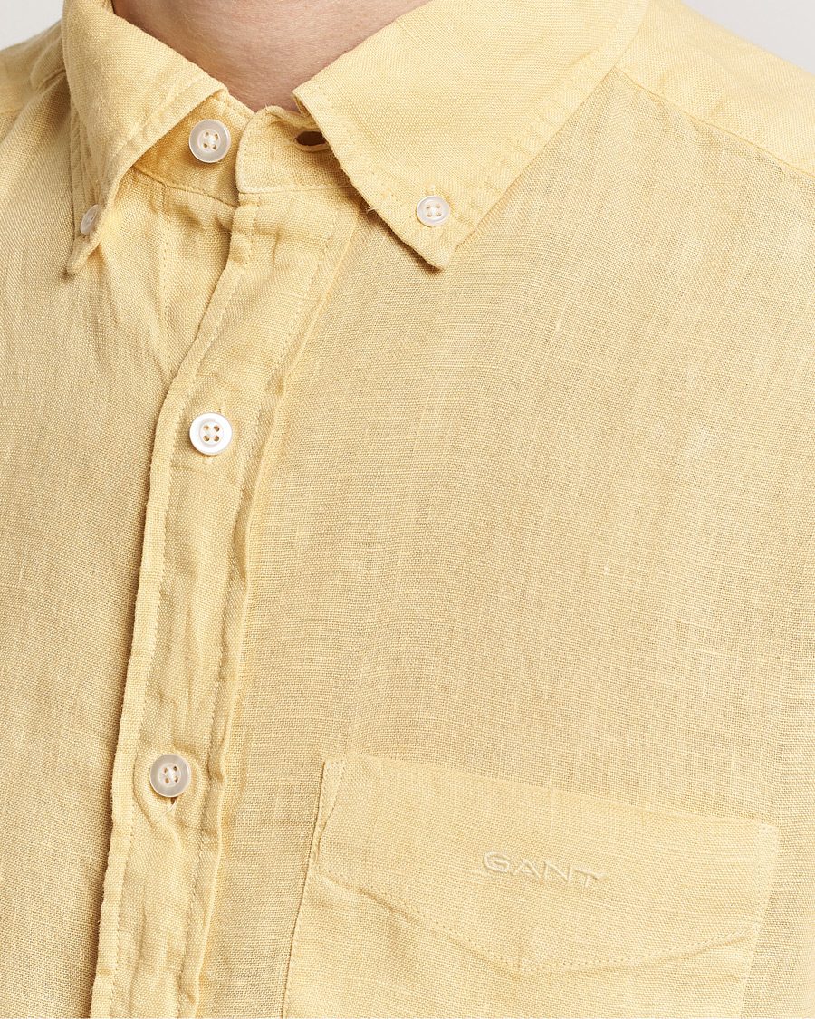 Mies | Kauluspaidat | GANT | Regular Fit Garment Dyed Linen Shirt Dusty Yellow