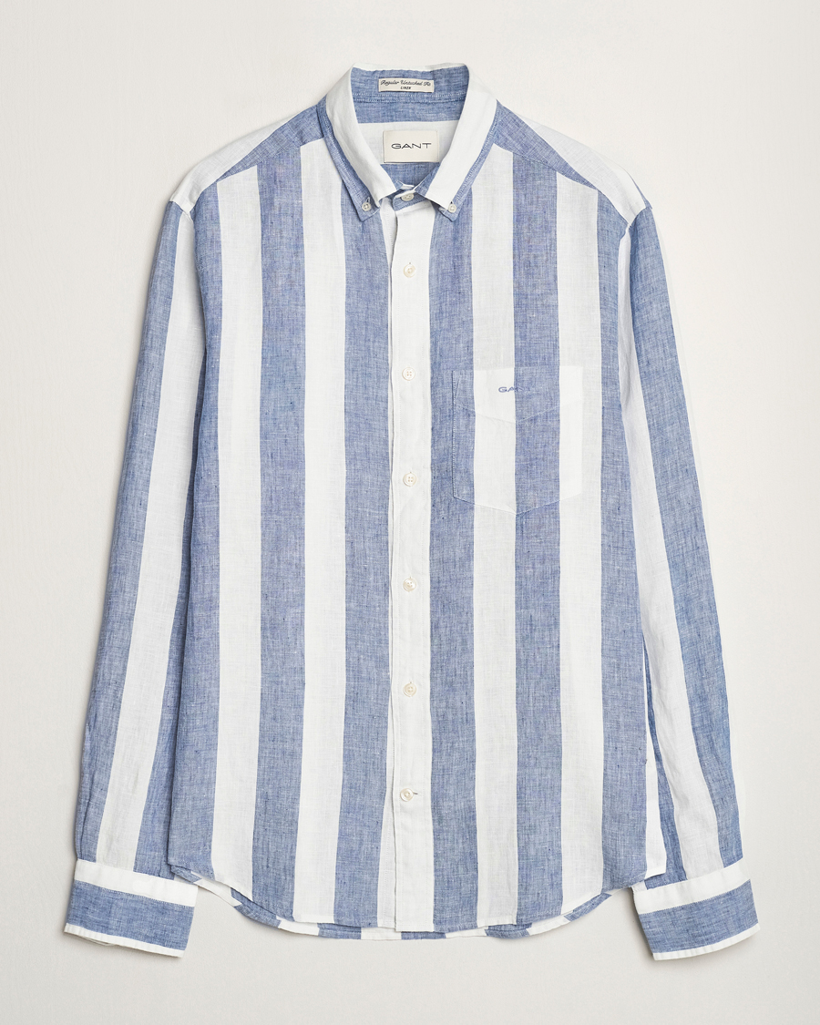 Mies | Kauluspaidat | GANT | Regular Fit Bold Stripe Linen Shirt Blue/White