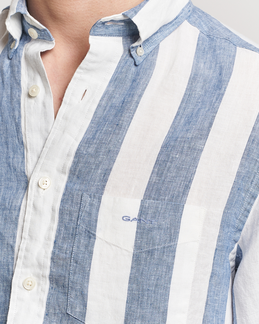 Mies | Kauluspaidat | GANT | Regular Fit Bold Stripe Linen Shirt Blue/White