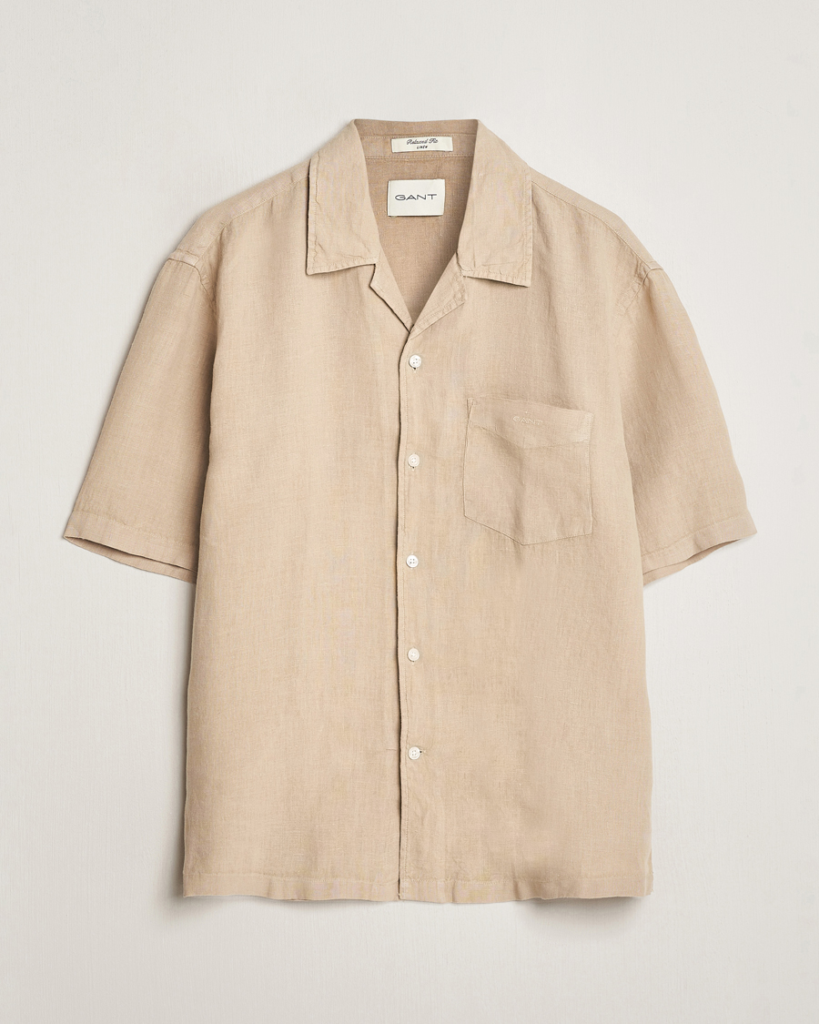 Mies | Kauluspaidat | Gant | Relaxed Fit Linen Resort Short Sleeve Shirt Concrete Beige