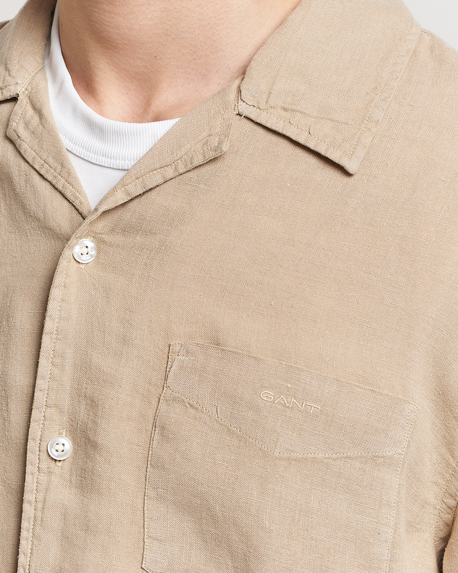 Mies | Kauluspaidat | Gant | Relaxed Fit Linen Resort Short Sleeve Shirt Concrete Beige