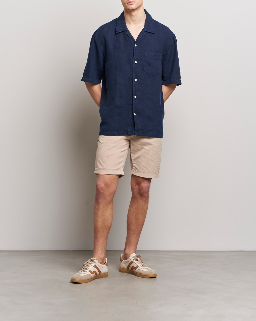 Mies | Kauluspaidat | GANT | Relaxed Fit Linen Resort Short Sleeve Shirt Marine
