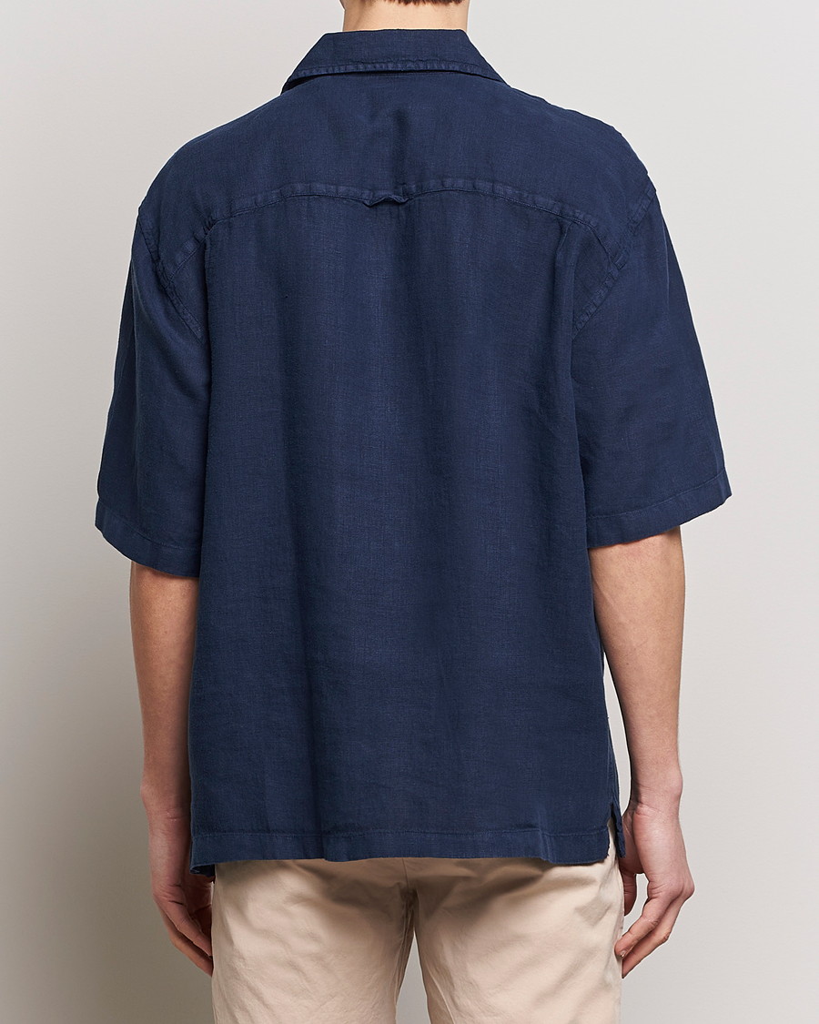 Mies | Kauluspaidat | GANT | Relaxed Fit Linen Resort Short Sleeve Shirt Marine