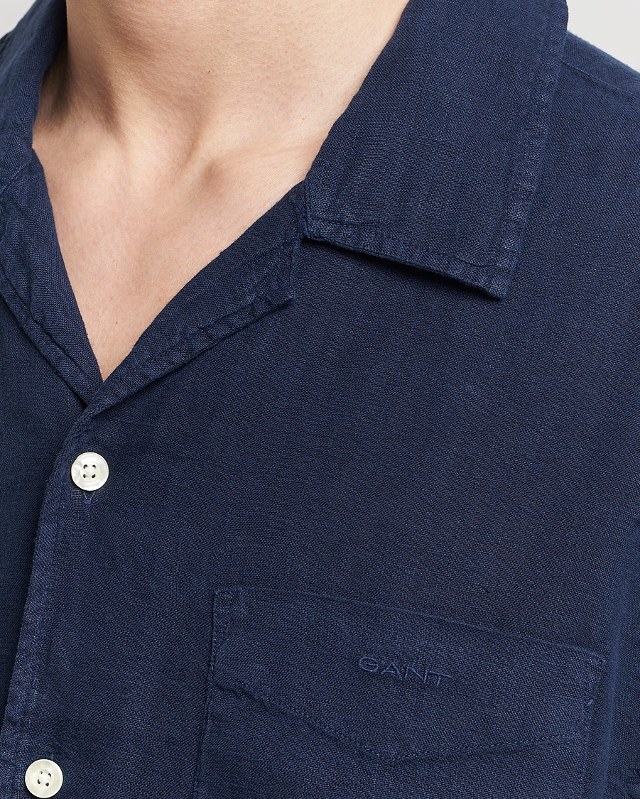 Mies | Kauluspaidat | GANT | Relaxed Fit Linen Resort Short Sleeve Shirt Marine