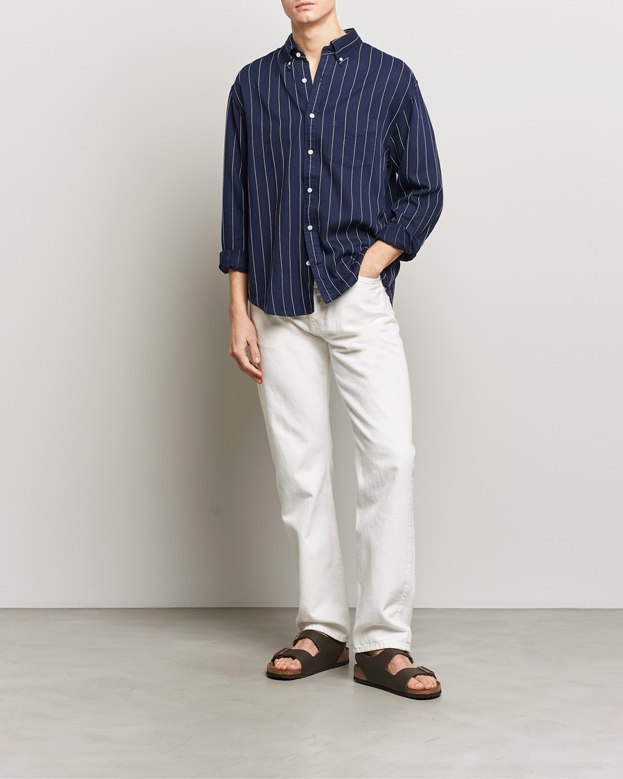 Mies | Kauluspaidat | GANT | Relaxed Fit Slub Striped Shirt Classic Blue