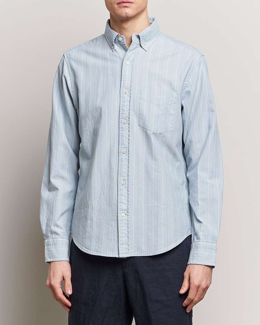 Mies | Kanta-asiakastarjous | GANT | Regular Fit Archive Striped Oxford Shirt Dove Blue