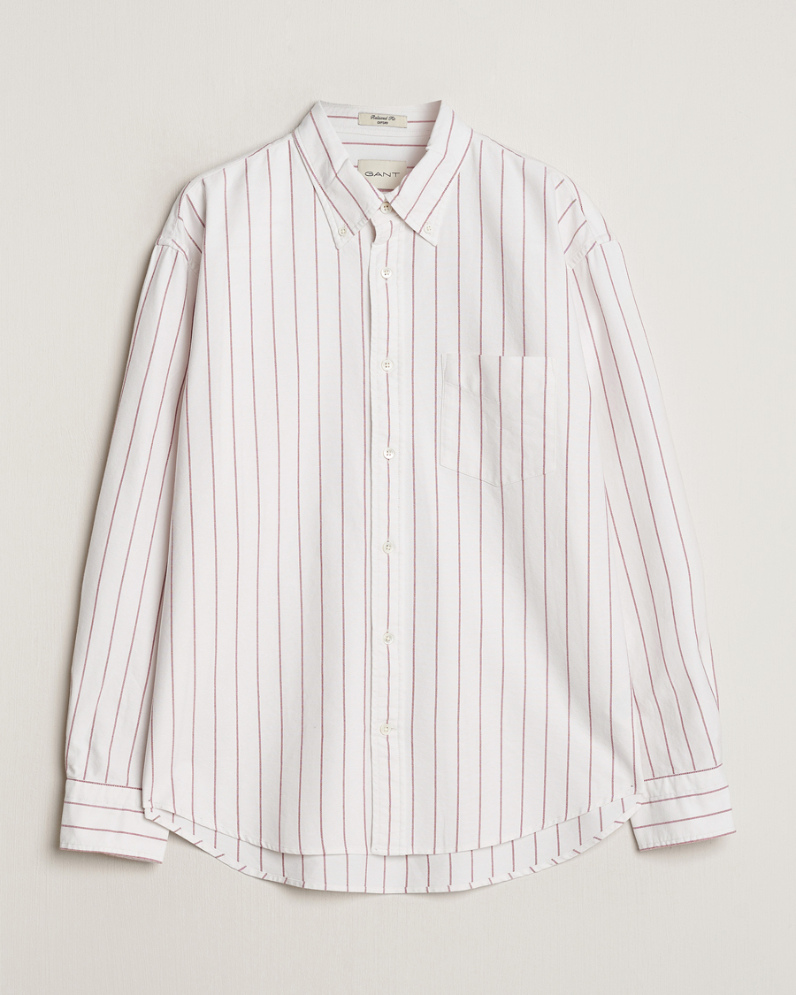 Mies | Kauluspaidat | GANT | Relaxed Fit Heritage Striped Oxford Shirt White/Red