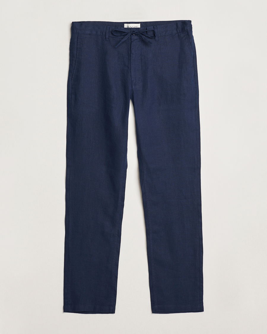 Mies | Housut | GANT | Relaxed Linen Drawstring Pants Marine
