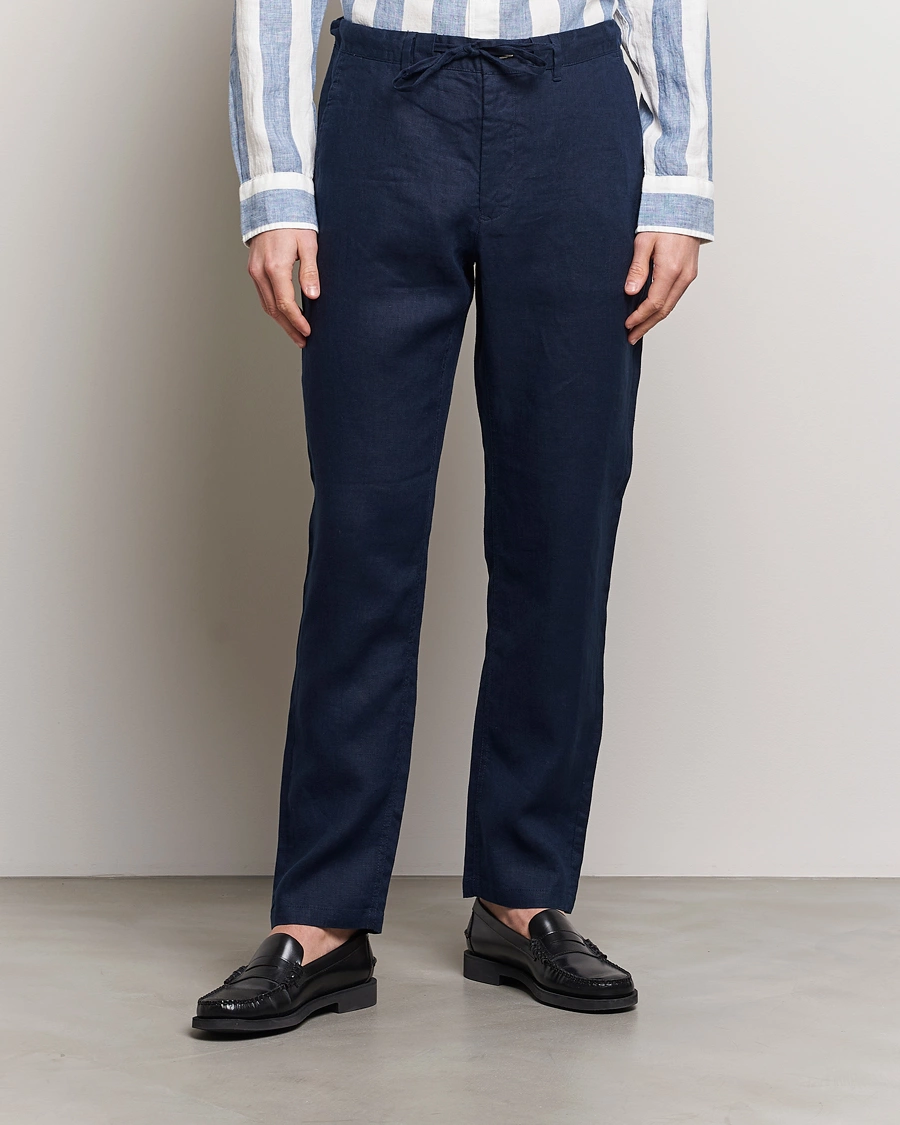 Mies | Preppy Authentic | GANT | Relaxed Linen Drawstring Pants Marine