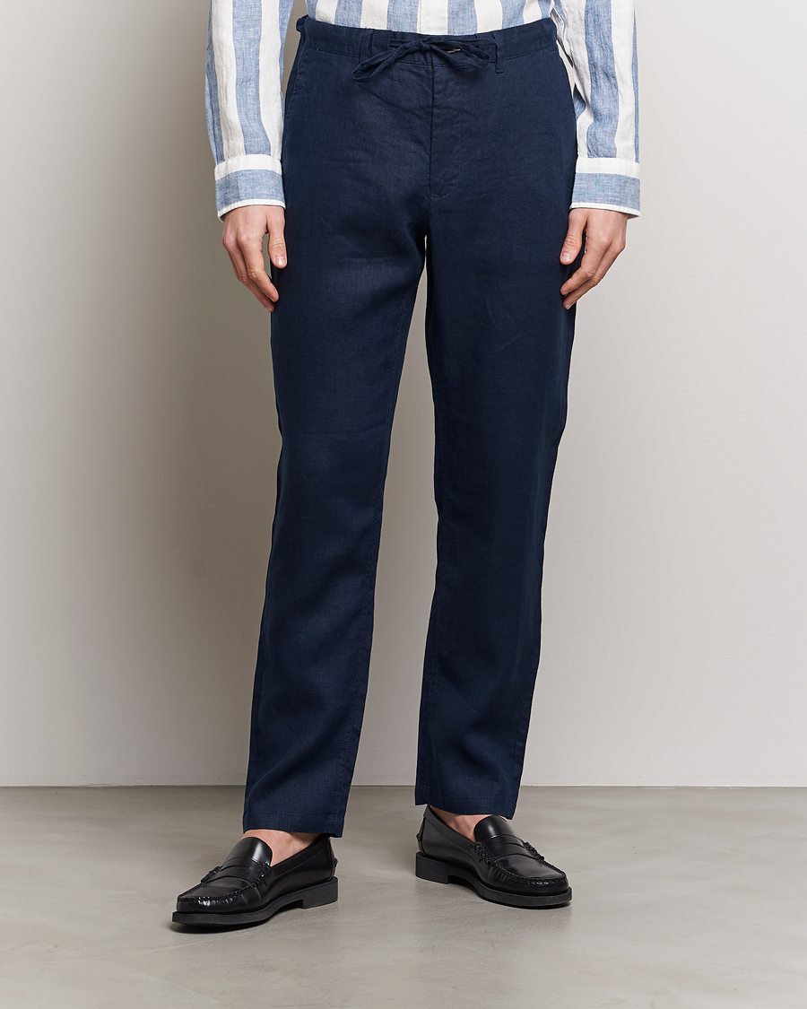 Mies | Housut | GANT | Relaxed Linen Drawstring Pants Marine
