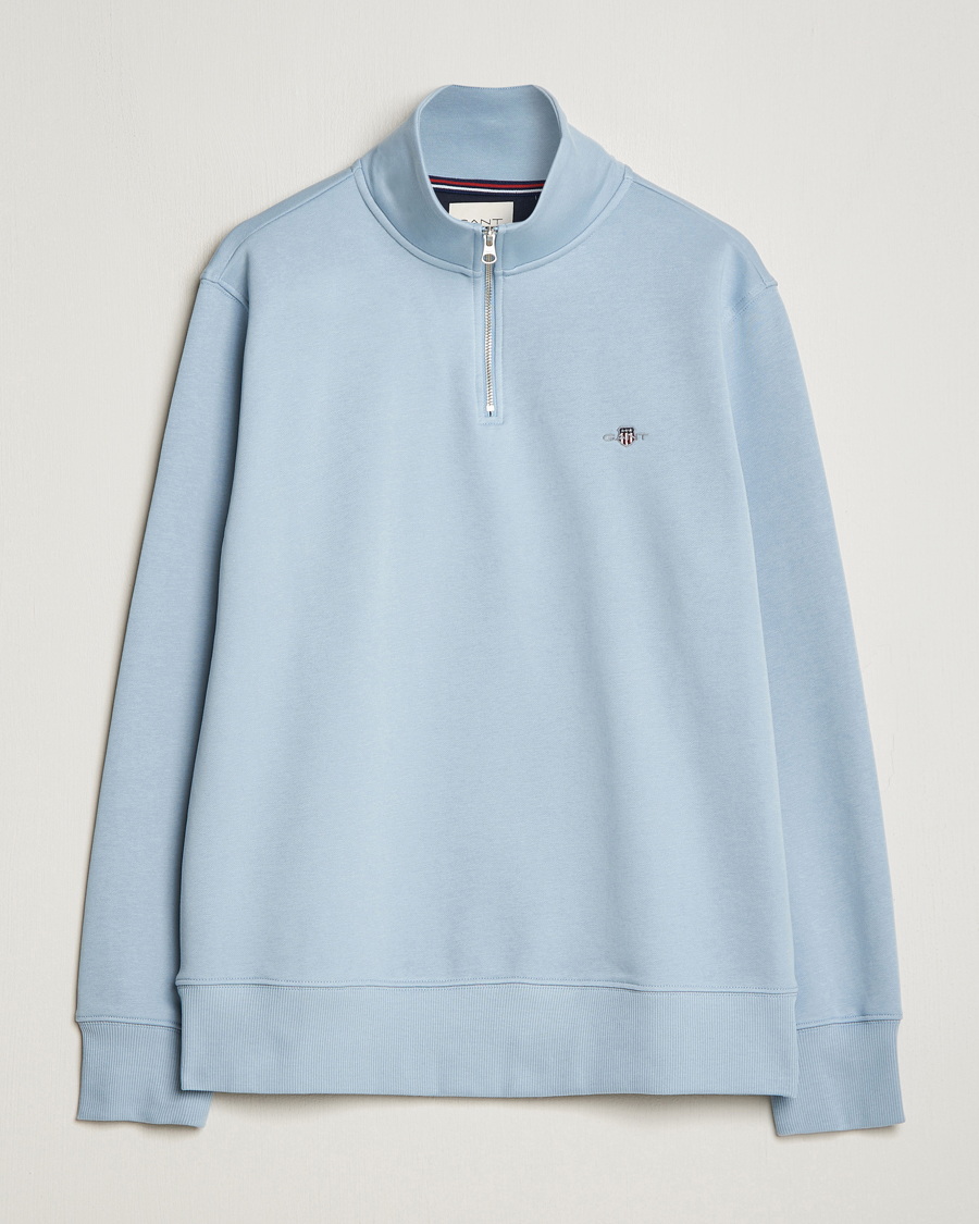 Mies | Puserot | GANT | Original Shield Half Zip Sweater Dove Blue