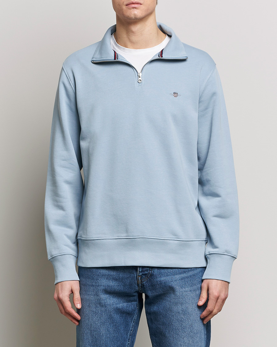 Mies | Puserot | GANT | Original Shield Half Zip Sweater Dove Blue