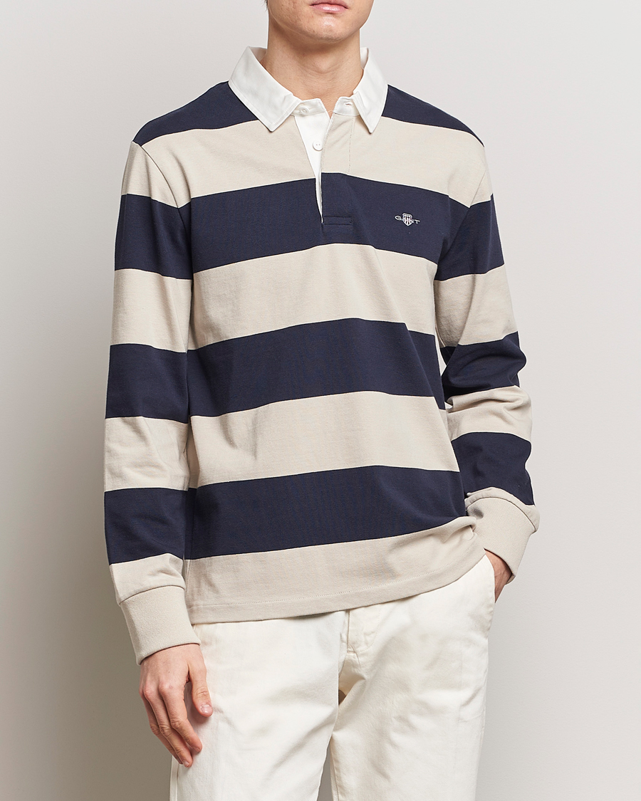Mies | Rugby-paidat | GANT | Barstriped Rugger Silky Beige/Navy