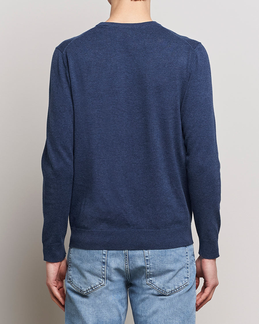 Mies | Puserot | GANT | Classic Cotton Crew Neck Dark Jeans Blue Melange