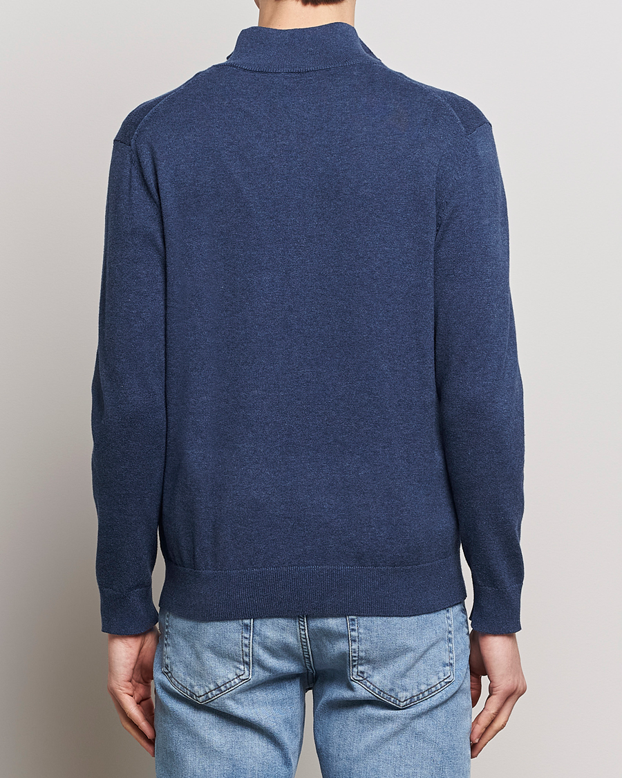 Mies | Puserot | GANT | Classic Cotton Half Zip Dark Jeans Blue Melange