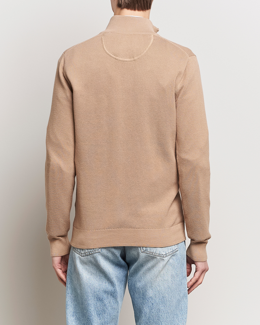 Mies | Puserot | GANT | Cotton Pique Half-Zip Sweater Dark Khaki