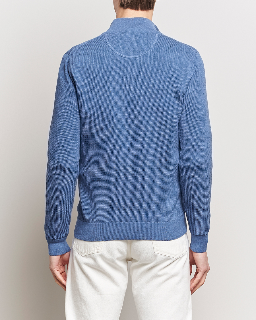 Mies | Puserot | GANT | Cotton Pique Half-Zip Sweater Denim Blue Melange