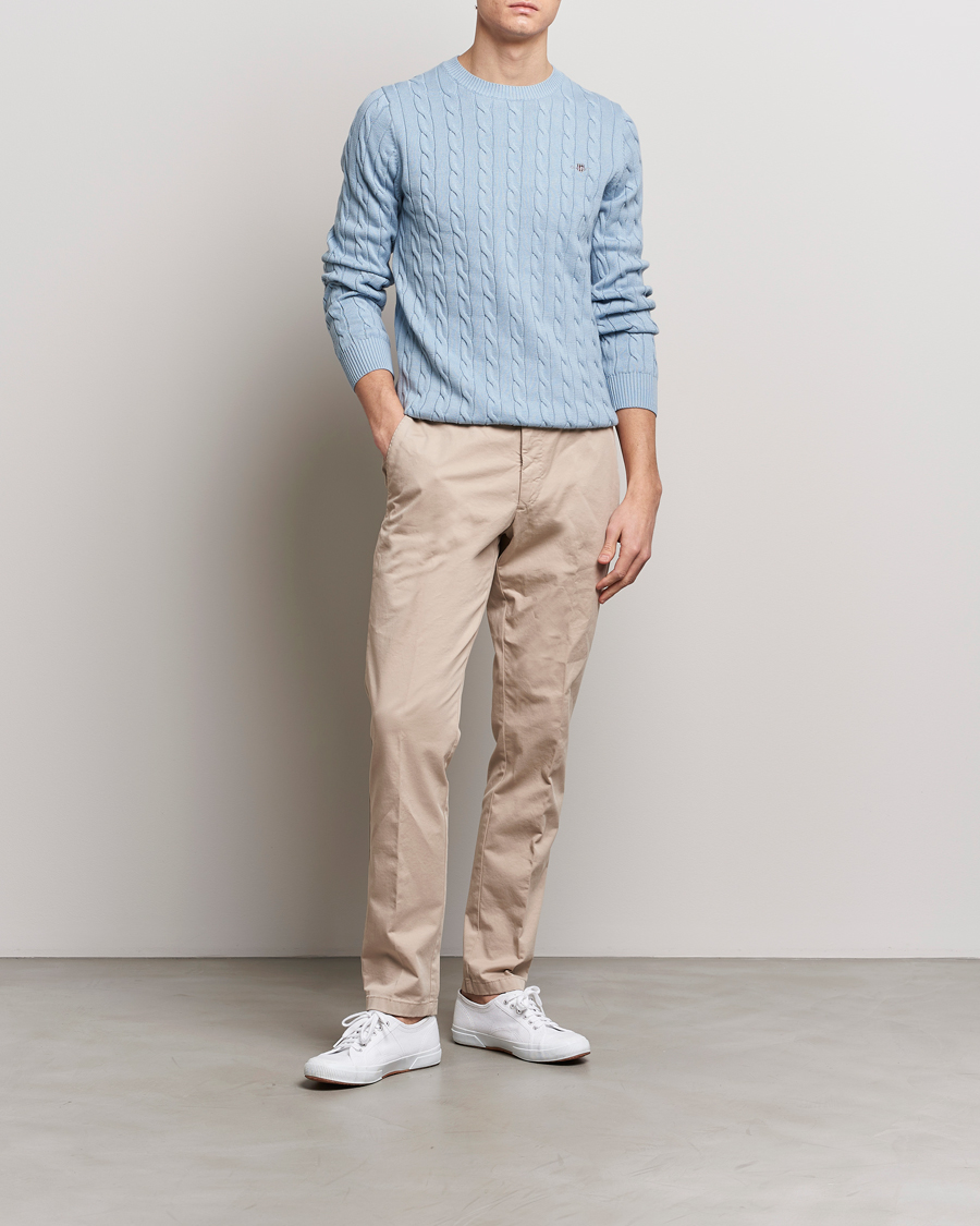 Mies | Puserot | GANT | Cotton Cable Crew Neck Pullover Dove Blue
