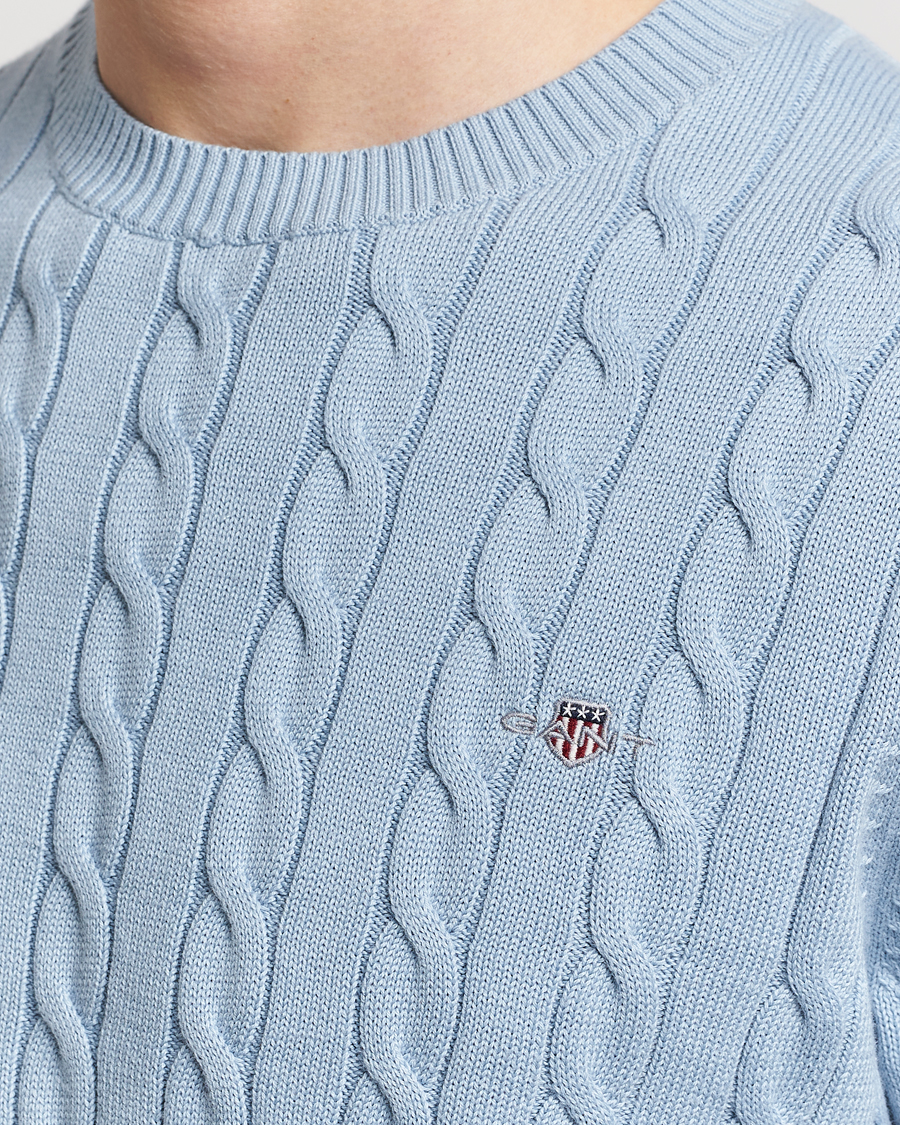 Mies | Puserot | GANT | Cotton Cable Crew Neck Pullover Dove Blue