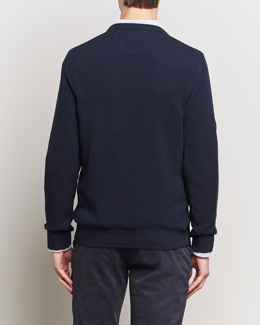 Mies | Puserot | GANT | Cotton Pique Crew Neck Sweater Evening Blue