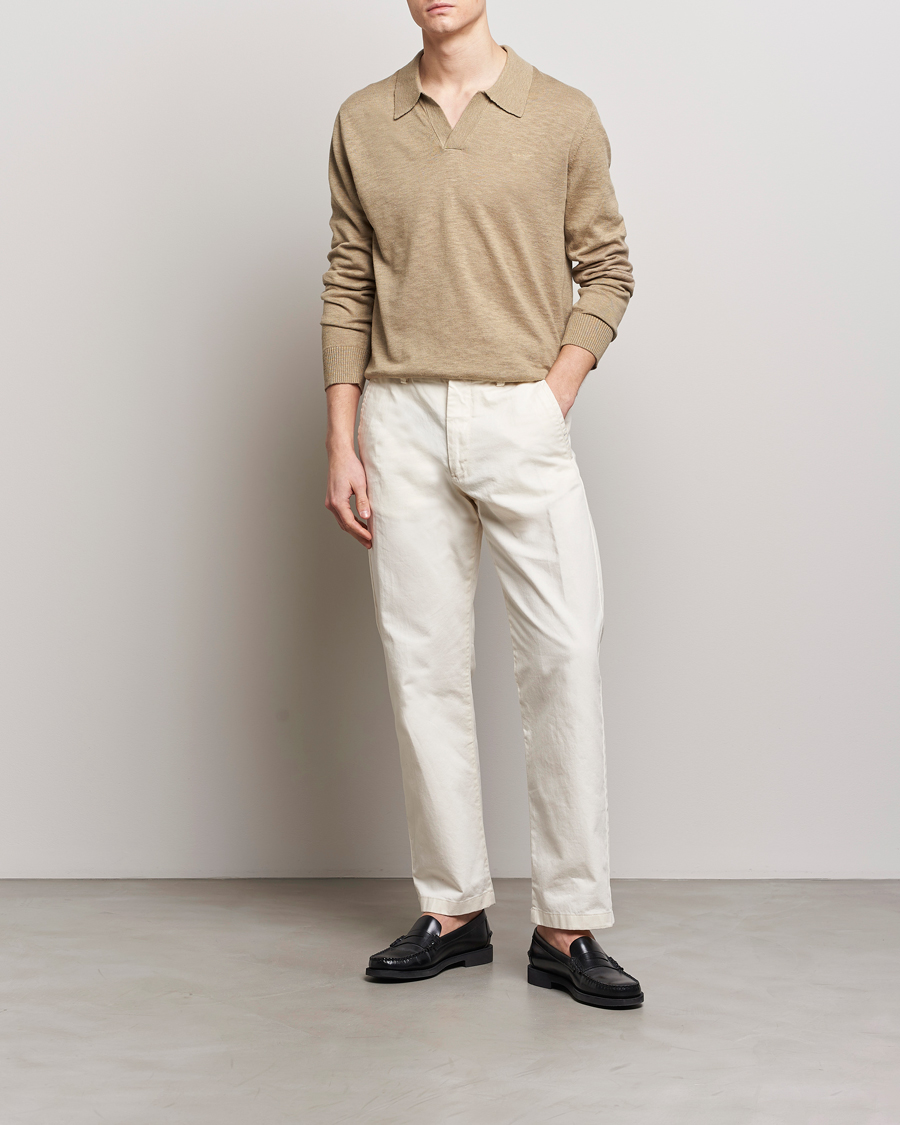 Mies | Puserot | GANT | Cotton/Linen Knitted Polo Dried Clay