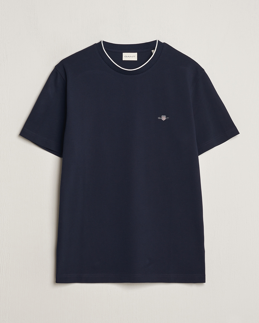 Mies | T-paidat | GANT | Pique Crew Neck T-Shirt Evening Blue