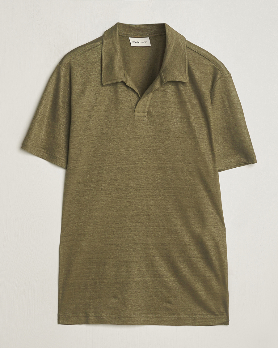 Mies | Pikeet | GANT | Linen Polo Juniper Green