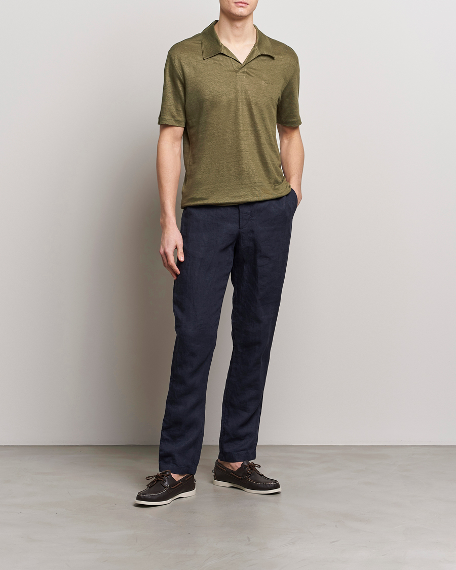 Mies | Pikeet | GANT | Linen Polo Juniper Green