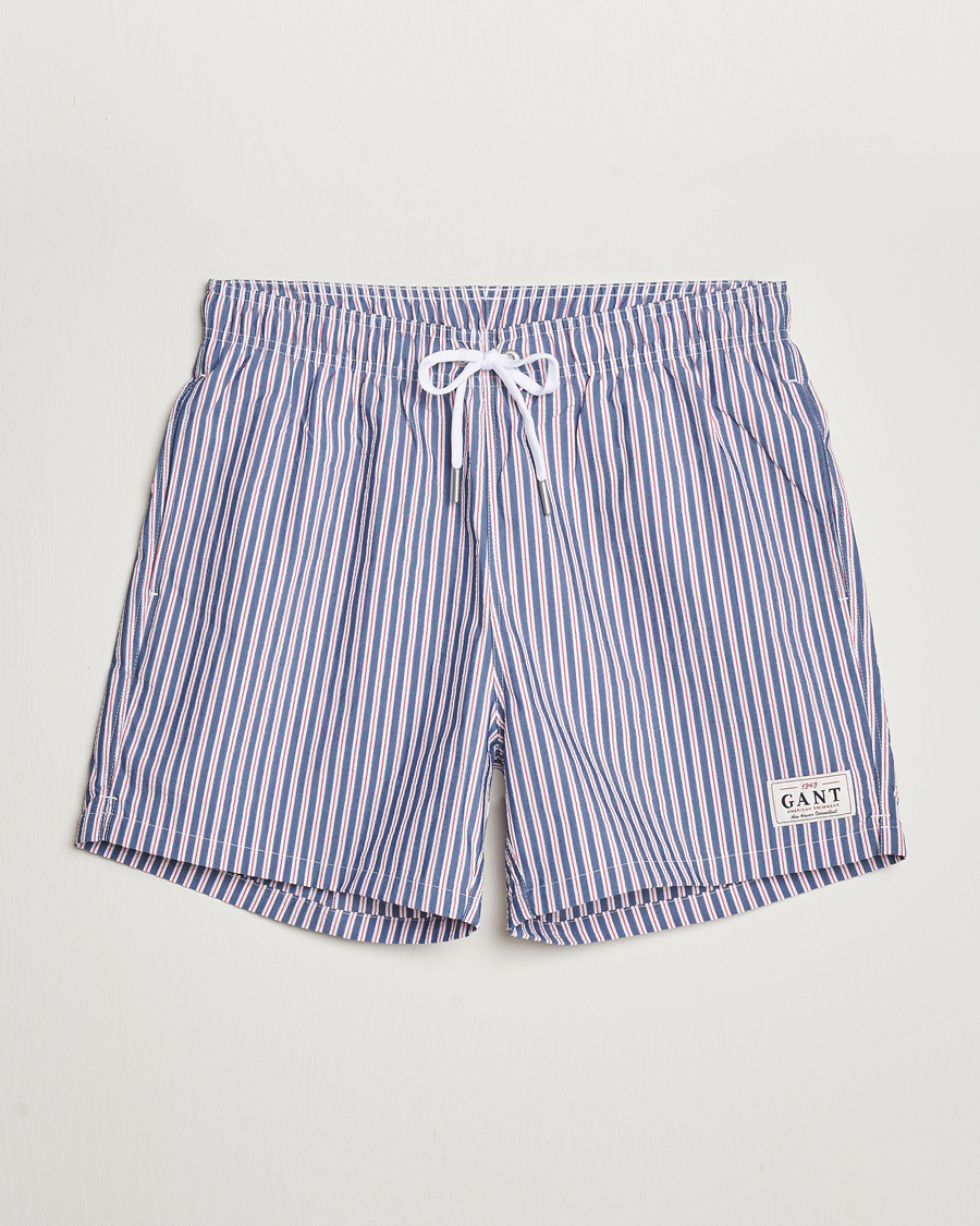 Mies | Uimahousut | Gant | Striped Seersucker Swimshorts Deep Blue