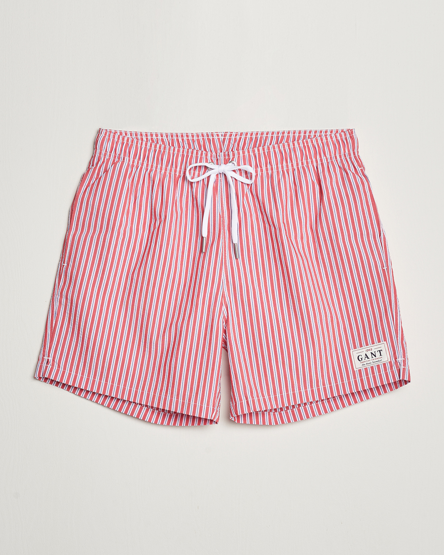Mies | Uimahousut | Gant | Striped Seersucker Swimshorts Bright Red