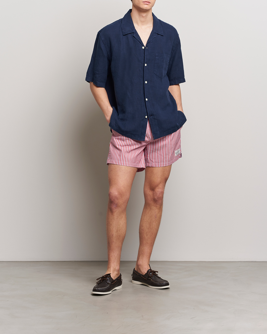 Mies | Uimahousut | Gant | Striped Seersucker Swimshorts Bright Red