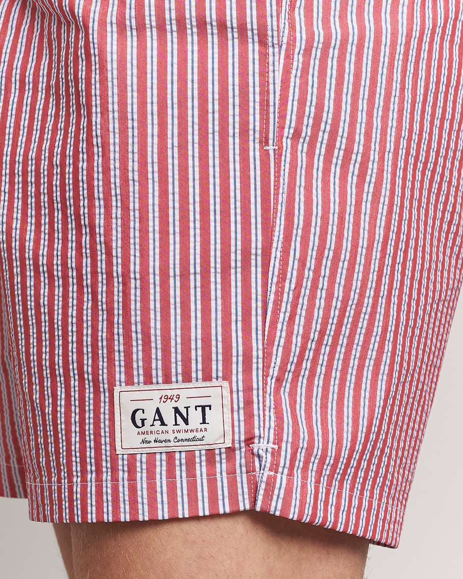 Mies | Uimahousut | Gant | Striped Seersucker Swimshorts Bright Red