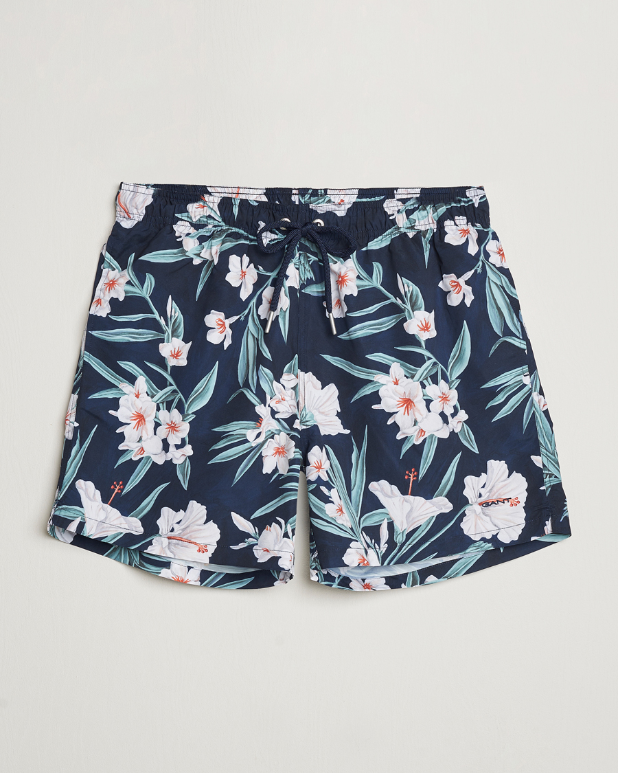 Mies | Uimahousut | Gant | Printed Flower Swimshorts Evening Blue