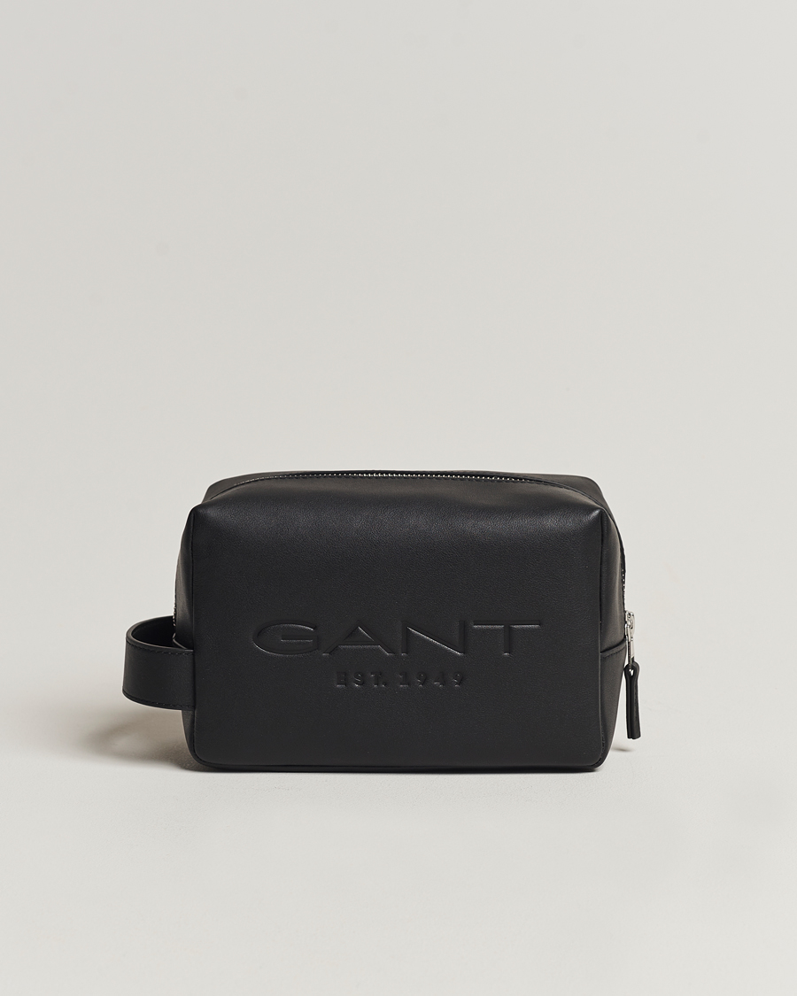 Mies | GANT Leather Wash Bag Black | GANT | Leather Wash Bag Black