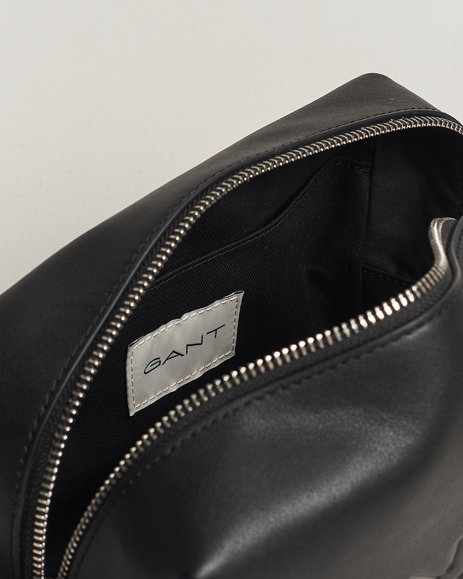 Mies | GANT Leather Wash Bag Black | GANT | Leather Wash Bag Black