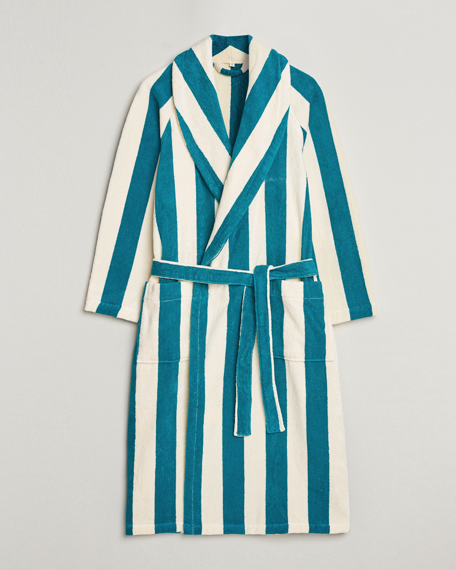 Mies | Yöpuvut ja kylpytakit | GANT | Striped Robe Ocean Turquoise/White