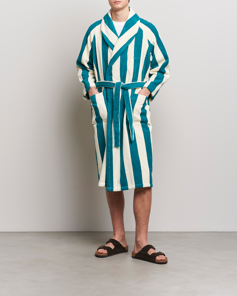 Mies | Yöpuvut ja kylpytakit | GANT | Striped Robe Ocean Turquoise/White