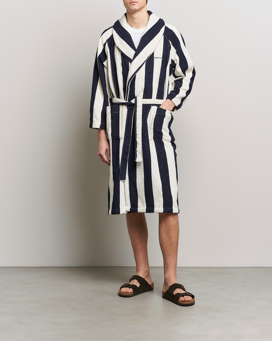 Mies | Yöpuvut ja kylpytakit | GANT | Striped Robe Evening Blue/White