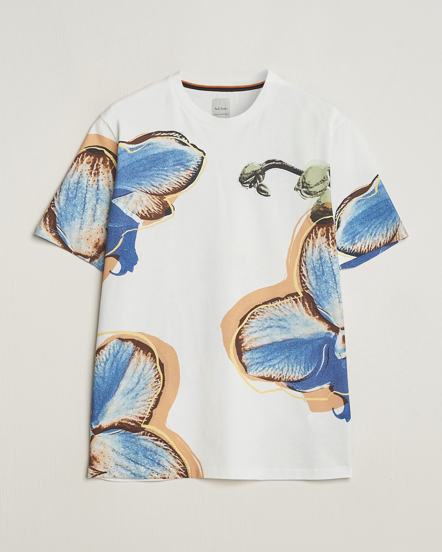 Mies | T-paidat | Paul Smith | Organic Cotton Printed Orchid T-Shirt White
