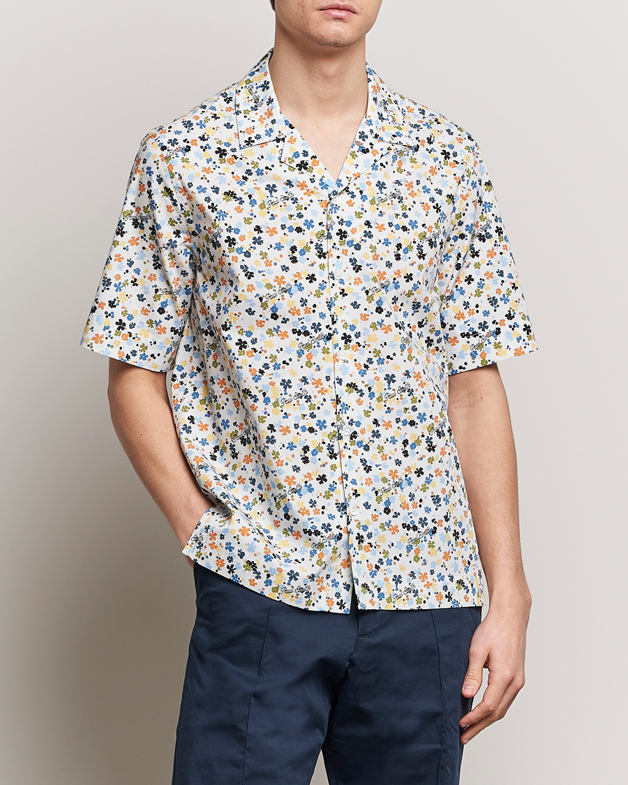Mies |  | Paul Smith | Printed Flower Resort Short Sleeve Shirt White