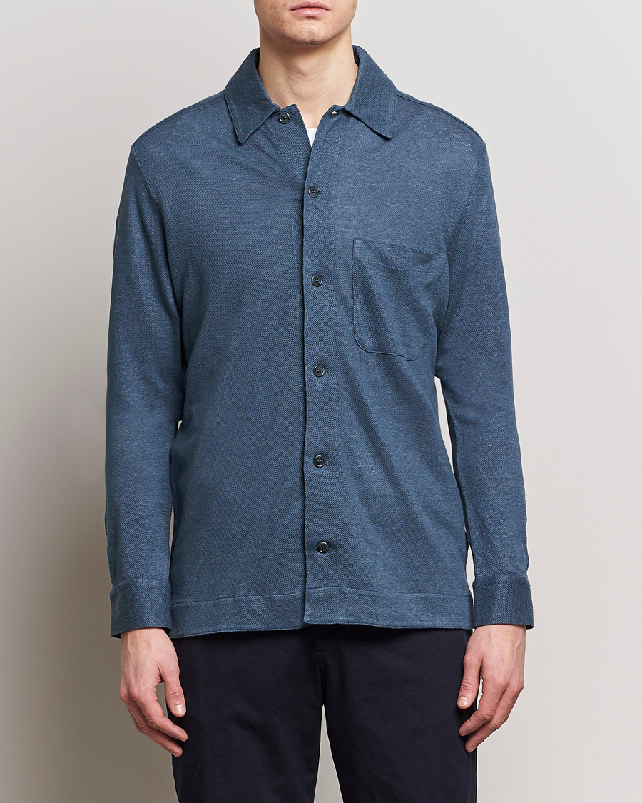 Mies | Kauluspaidat | Paul Smith | Linen Jersey Shirt Blue