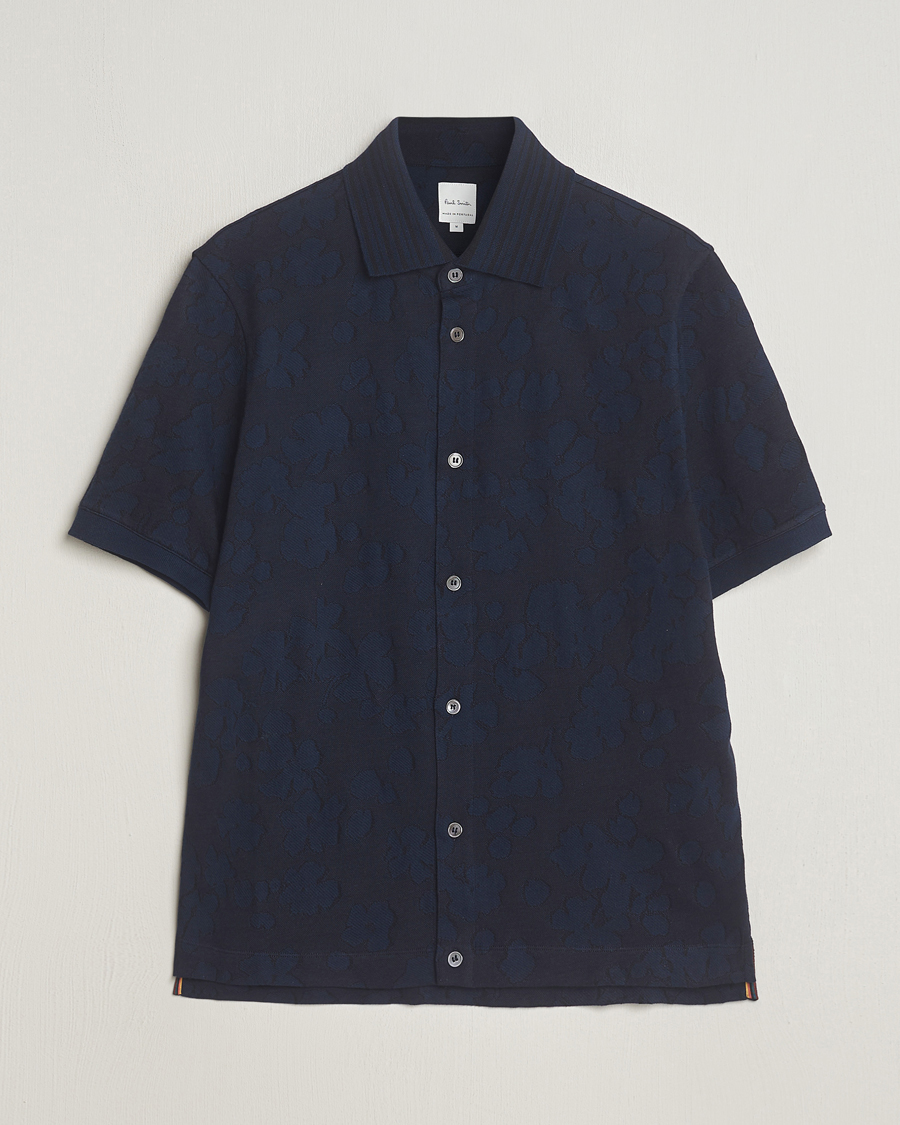 Mies | Kauluspaidat | Paul Smith | Floral Jacquard Short Sleeve Shirt Navy