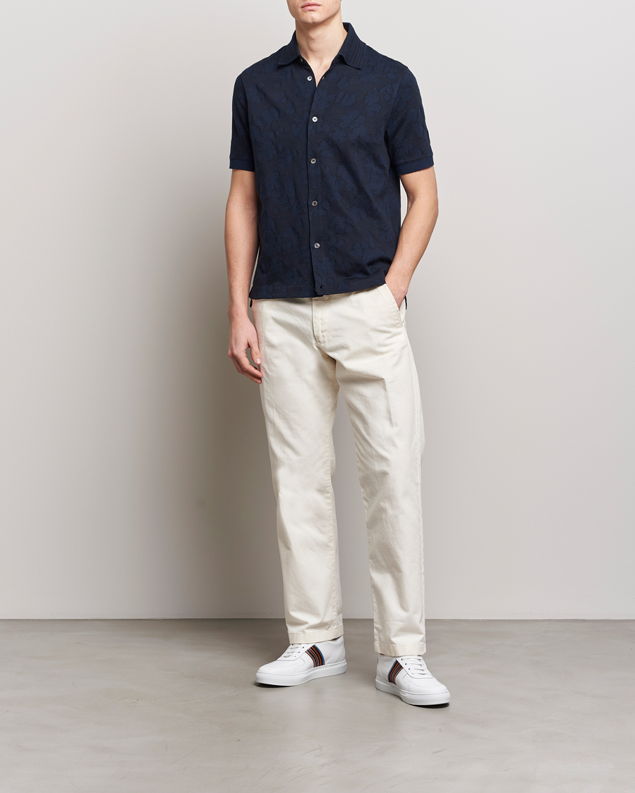 Mies | Kauluspaidat | Paul Smith | Floral Jacquard Short Sleeve Shirt Navy