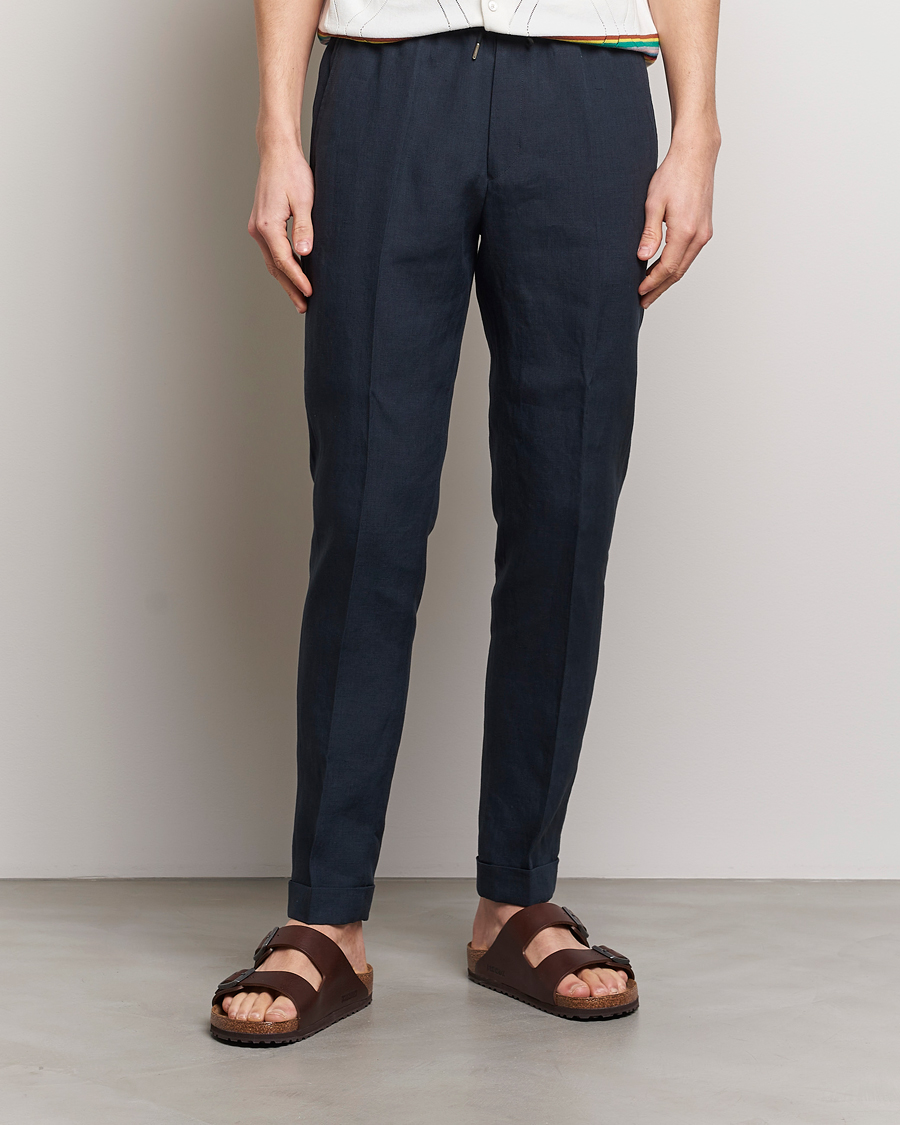 Mies | Housut | Paul Smith | Linen Drawstring Trousers Navy