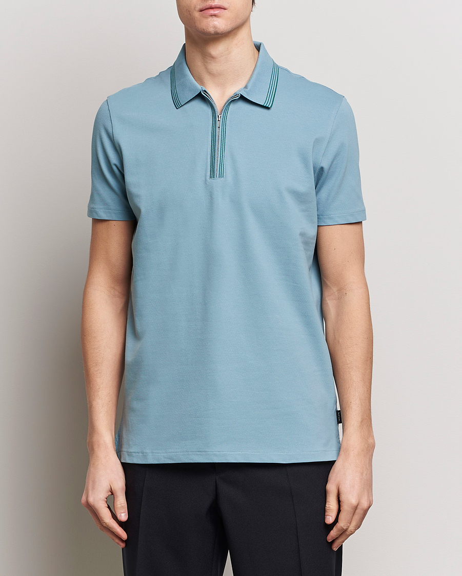 Mies | Pikeet | PS Paul Smith | Regular Fit Half Zip Polo Blue
