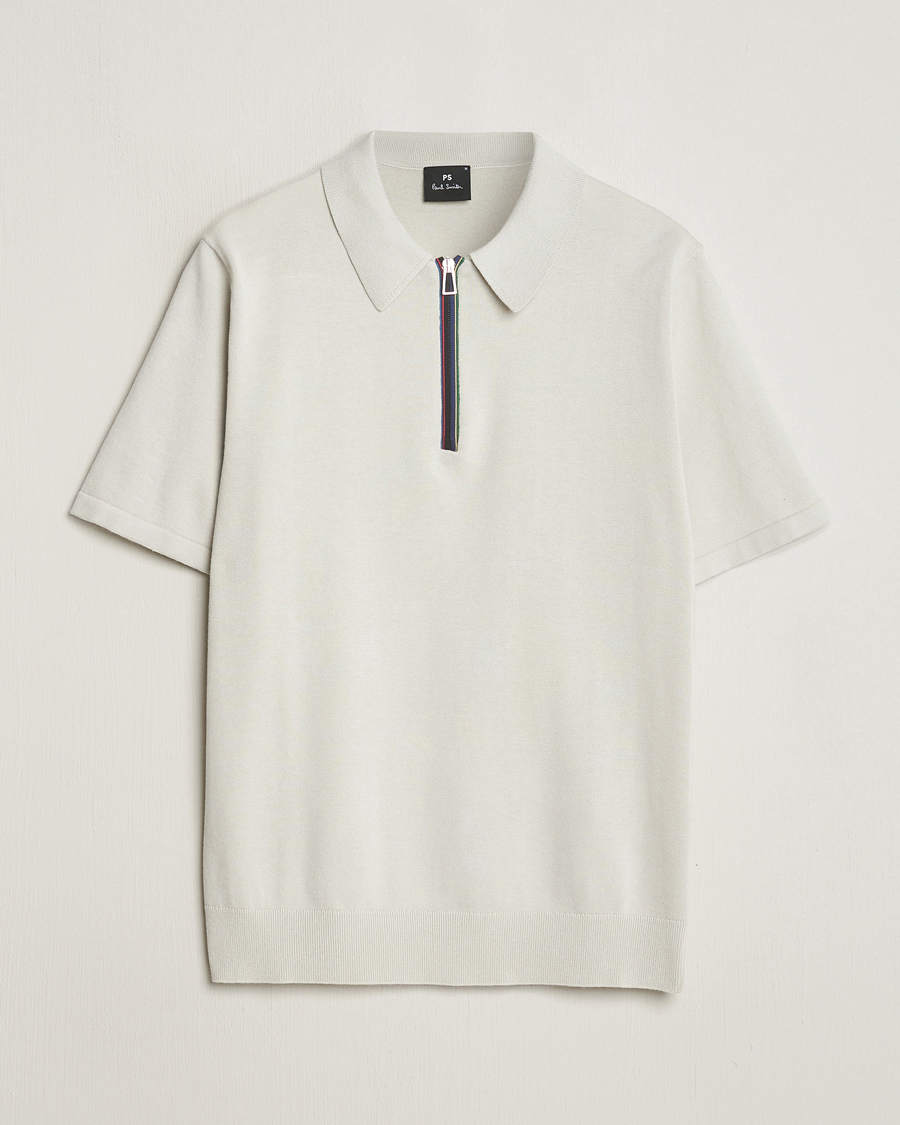 Mies | Pikeet | PS Paul Smith | Striped Half Zip Polo Light Grey