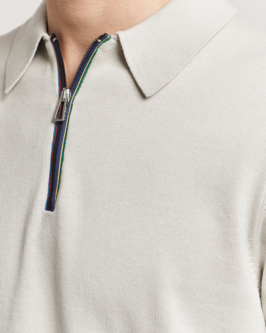 Mies | Pikeet | PS Paul Smith | Striped Half Zip Polo Light Grey